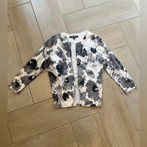 Express XS Floral Cardigan - Black and Gray- Rhinestone Buttons